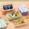 Geschirr-Sets, Bento-Box, Lunch-Behälter für Erwachsene, Kinder, Studenten, mikrowellengeeignet, mit Utensilien-Set, Essen, Arbeit, Schule, Picknick