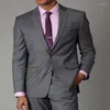 Trajes de hombre, esmoquin Formal de 2 piezas para novio con solapa con muescas, ajustado, gris, de negocios, para hombre, boda, hombre, traje de moda, chaqueta, pantalones