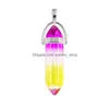 Charms Color Grad Glass Crystal Hexagon Healing Chakra Pendants For DIY Brincos Colar Jewelry Making Drop Delivery Findings Comp Dhjgh