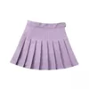 Women s Jumpsuits Rompers Purple Women Pleated Skirts High Waist Woman Plaid Mini Skirt Preppy Style Casual Female Sweet A line Ladies Short 230711