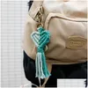 Key Rings Vintage Hand Woven Keychain Creative Heart Shaped Tassel Keychains Bag Decoration Pendant Chain Valentine Day Gift Keyring Dhmgt