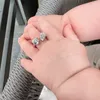 Con pietre laterali Anello in argento sterling 925 con cuore e pietra di pera Aperto Regali regolabili per bambini Anelli per la madre Neonate 230710