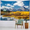 Tapestries Mountain Rolling Lake landskap Art Tapestry Golden Forest Wall Hanging Tyg Bakgreppsstrand Mat Dorm Heminredning