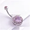 Ombelico Campana Anelli Piercing Per Le Donne Forma Rotonda Zircone Cristallo Rosa Sier Colore Acciaio Chirurgico Estate Spiaggia Moda Corpo Dro Dhi5H