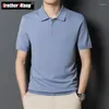 Mannen Polo Zomer Moerbei Zijde Stof Mannen Korte mouwen Polo Shirt Hoge Kwaliteit Zakelijke Mode Zachte Revers Top mannelijke Merk Kleding