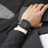 손목 시계 Pintime Quartz Watch Men 고급 풀 다이아몬드 힙합 아이스 아웃 슬리버 크로노 그래프 스테인레스 스틸 시계 남성 손목 시계