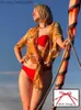 Badkläder för damer Bikini dambaddräkt 2023 ny baddräkt Push-up bh röd bikini kostym hög midja String baddräkt Brasiliansk dam stranddräkt Z230712