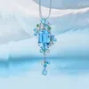 Pendant Necklaces Korean Style Flower Necklace Inlay Sky Blue Cubic Zirconia Exquisite Unique Jewelry For Women Wedding Birthday Gifts