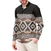 Men's Casual Shirts Blue Ethnic Style Tattoo Print Polynesian Long Sleeve Shirt Black Samoa Dress Wedding S-6xl T-Shir