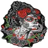 8 10inch Sugar Lady Red Roses and Green Vibes Iron On Patch Motorcycle Biker Club MC Front Jacket Vest Patch Detailed Embroidery267i