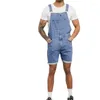 Heren Jeans Vintage Denim Shorts Een Stuk Cargo Band Broek Zomer Mode Streetwear Jumpsuit Mannelijke Overalls