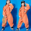 Stage Wear Kids Cool Manica corta Abbigliamento Hip Hop Tuta arancione Tuta per ragazze Ragazzi Costume da ballo jazz Abiti da ballo