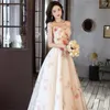 Etniska kläder Formell Tube Top Rosett Aftonklänningar Kvinnor Franska Blomstertryck Bal Festklänning Vestido Robe De Soire