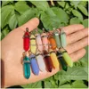 Berlocker Lysande sten Sexkantig kolumn Glas Kristall Chakra Healing hänge för halsband Smycken Tillbehör Drop Delivery Fynd Dhlk0