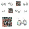 Charm Oval Natural Abalone Shell Pink Flower Earring Sea Island Earrings Chic Boho Jewelry 5 Pairs Drop Delivery Dh6Ob