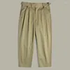 Men's Pants Red Ankle Length Double Pleated Retro Men Cropped Trousers Gurkha