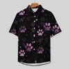 Chemises décontractées pour hommes Pink Dog Paws Vacation Shirt Animal Foots Print Hawaii Men Vintage Blouses Tops graphiques à manches courtes Plus Size