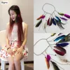 Pinzas para el cabello para mujer, diadema de plumas de pavo real, accesorios de joyería elásticos retorcidos bohemios a la moda, regalo de fiesta A5018