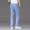 Jeans Masculino 2023 Verão Fino Lyocell Confortável Elástico Reto Calças Denim Moda Casual Calças Clássicas Roupas de Marca