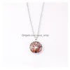 Pendant Necklaces Natural Stone Tree Of Life Opal Tigers Eye Pink Quartz Crystal Chakra Reiki Healing Pendum Penant Necklace Drop De Dh6Wq