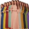 Odzież etniczna dubaj turcja ubrania szyfonowy płaszcz z satynowymi haftowanymi kompletami wiosenna sukienka modny nadruk eleganckie kobiety dorywczo luźne