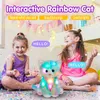 Plush Dolls Recordable Cat Colorful Doll Gift Toys with LED Light Soft Kitty Kids Toy for Girls Stuffed Animals Pillows 230710