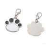Key Rings 4 Colors Sublimation Blank Keychain Pendant Collars Creative Cat Paw Shape Keychains Heat Transfer Chain Diy Pet Keyring W Dhq5X