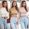 Damskie bluzy z kapturem lista jesienno-zimowa krótki sweter moda dzianinowa koszula w stylu casual damska romb krata seksowna przepona obnażająca topy