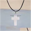 Pendant Necklaces Fashion Opal Turquoise Natural Stone Druzy Cross Jewelry With Leather Chain Necklace Drop Delivery Pendants Dhx6S