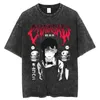 Dam T-shirt Harajuku Chainsaw Man T-shirt Herr Hip Hop Vintage tvättade Oversized Anime T-shirts för kvinnor Streetwear T-shirts 100 % bomull T-shirt 230711