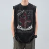 Camisetas sin mangas para hombre, ropa informal estilo Hip Hop, Top lavado a la moda, gráfico de Anime Harajuku, ropa informal de algodón para verano, camisetas sin mangas para gimnasio