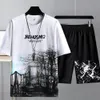 Herren Trainingsanzüge Sommer Sets Mode Koreanische Trainingsanzug Männer Kurzarm T ShirtsSport Shorts Anzug Casual Kleidung Jogger 230710