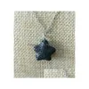 Pendant Necklaces Fashion Sier Color Starfish Lava Stone Necklace Volcanic Rock Aromatherapy Essential Oil Diffuser For Women Jewelr Dhoqv