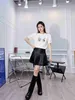 Women's Knits & Tees designer M23 early spring new sweet lovely rhinestone bubble sleeve knitted sweater UNRL