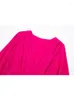 Casual Dresses YENKYE 2023 Women Fashion Fuchsia Pleated Dress V Neck Long Sleeve Female Chiffon Midi Vestido