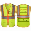 Autres vêtements Gilet de sécurité personnalisé Gilet de sécurité réfléchissant classe 2 ANSI avec poches zippées Uniforme de construction haute visibilité x0711