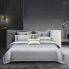 Set di biancheria da letto Set jacquard in raso di lusso grigio argento 100S Cotone egiziano Trapunta setosa morbida / Copripiumino Lenzuolo Federe