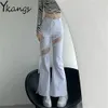 Jeans pour femmes Y2k Dentelle Couture Évider Fente Latérale Bandage Taille Haute Jean Évasé Mince Gothique Punk Streetwear Denim Pantalon Harajuku Pantalon 230711