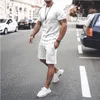 Men s Tracksuits Tracksuit Casual Cotton Short sleeved T Shirt Shorts 2 piece Suit 2023 Summer Sportswear Loose Clothing 230711