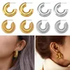 Boucles d'oreilles créoles femmes Chunky creux oreille Clips métal géométrique mode acier inoxydable pour Punk Hiphop bijoux