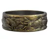 Bagues de grappe 9.1g Wolf Ring Running Wolfs Wedding Band Gold Art Relief 925 Solid Sterling Silver