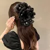 弓真珠の髪の爪ヘアピン女性の気質ポニーテールヘアピンヘアクリップ女の子のための黒のファッションヘアアクセサリー