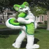 2018 novo fursuit verde husky fantasia de mascote de pelúcia tamanho adulto trajes de festa de natal de halloween268n