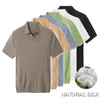 T-shirts Homme Lyocell 69.6% Coton 23.2% Soie 7.2% Polo Tricoté T-shirt à Manches Courtes Col V Col V Blanc Été Slim Fit Tricots