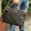 Evrak çantaları luufan vintage çılgın at deri erkek ev çantası fit 17 "dizüstü bilgisayar çantası tote cowhide erkek büyük omuz bilgisayar çantaları
