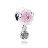 925 Silver Fit Pandora Charm New Pink Love Iris Japonica Series Beading Suit Charm Bead Pendant Bead Dangle Fashion Charms Set Pendant DIY Fine Beads Jewelry