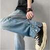 Jeans maschile gamba larga alta vita haruku hip hop baggy dritto pantaloni svasati uomini cargo goth jeans pantaloni