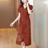 민족 의류 2023 전통적인 중국 Qipao 드레스 전국 꽃 프린트 새틴 개선 된 Cheongam Oriental Evening restido