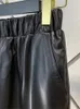 Pantalon femme en cuir véritable taille haute chaînes couture véritable mouton femme était mince avec poches Wy952