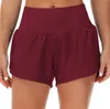 LU Women Sports Yoga Shorts ملابس عالية من الخصر الرياضي للملابس الرياضية تنفس الجيب اللياقة البدنية ارتداء البنات القصير